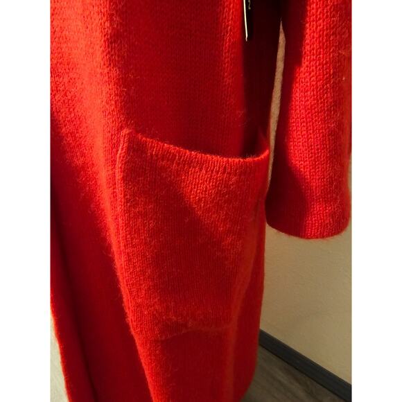 Vtg NWT I.B. Diffusion Red Mohair Blend Long Sweater Coat M Shoulder Pads - Picture 4 of 11